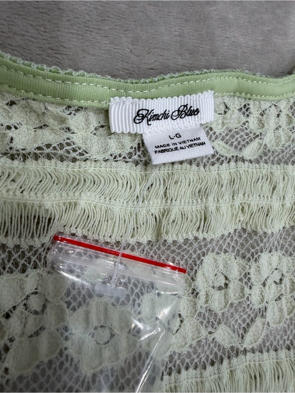 Kimchi Blue Urban Outfitters Lace Ruffle Peplum Top Green L Coquette Y2K - Picture 4 of 7